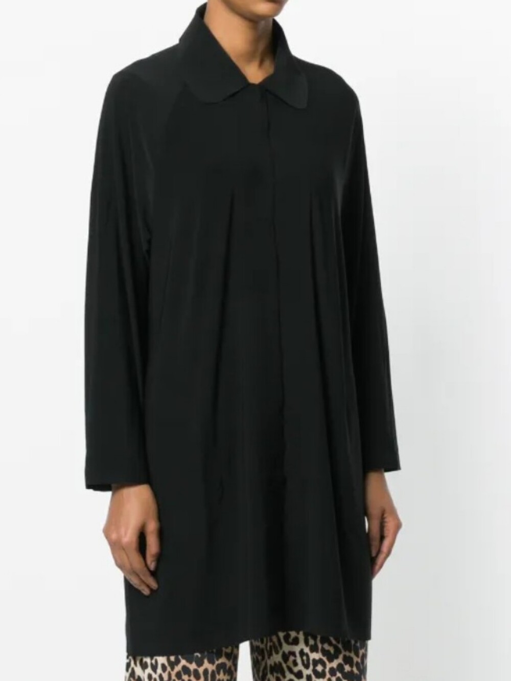 Norma Kamali Black Collared Longline Cardigan Jacket Minimalist Large Pockets